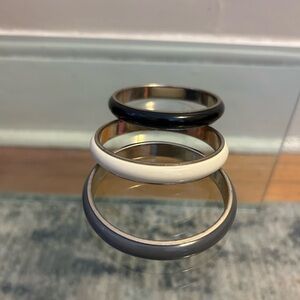 Set of Three Black, White, and Gray Bangles